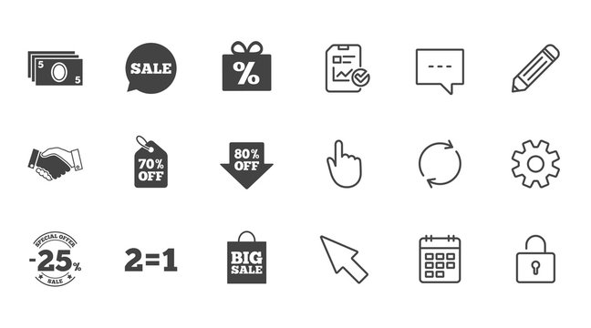 Sale discounts icon. Shopping, deal signs.