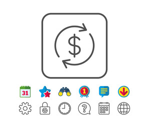 Currency exchange line icon. Money Transfer.