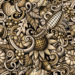 Cartoon doodles Autumn seamless pattern