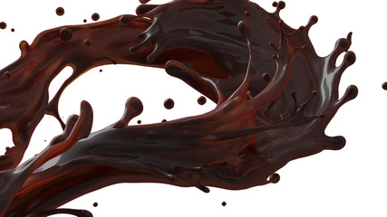 Brown liquid coffee splash isolated on white background