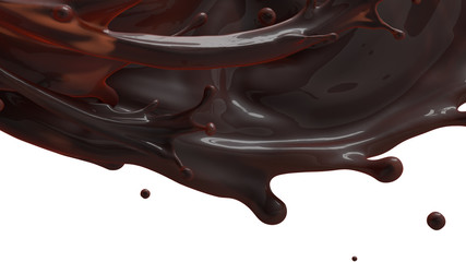 Brown liquid coffee splash isolated on white background