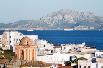 Village of Tarifa, located in the Strait of Gibraltar. In the background can be observed Morocco.