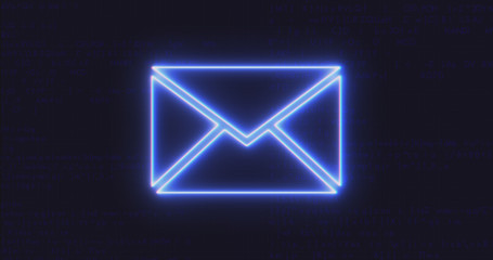 Fototapeta premium Futuristic Interface E-Mail Icon on Computer code running Background