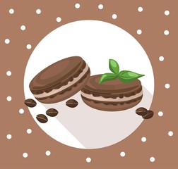 Vector delicious macaroons round card for menu, invitation, party