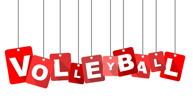 Red vector flat design background volleyball. It is well adapted for web design.