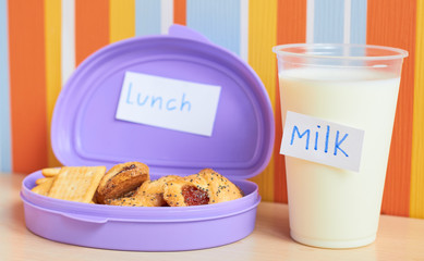 Lunch of cookies and milk