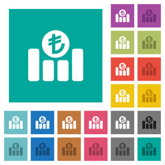 Turkish Lira financial graph square flat multi colored icons