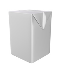 3D realistic render of cube milk, juice or cream carton. Isolated on white background. Clipping path. Empty template for your design. Front side.