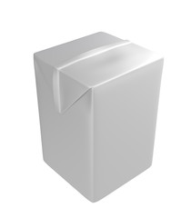 3D realistic render of cube milk, juice or cream carton. Isolated on white background. Clipping path. Empty template for your design. Front side.