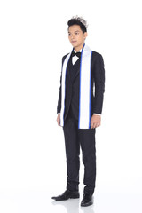 Mister Pageant Contest in Evening Ball suit with Diamond Crown, fashion make up hair style