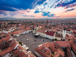 Fototapeta na wymiar Sunset over Hermanstadt Sibiu Romania