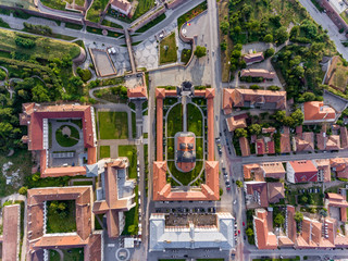 Top Down view of Alba Iulia old city centre and medieval fortress