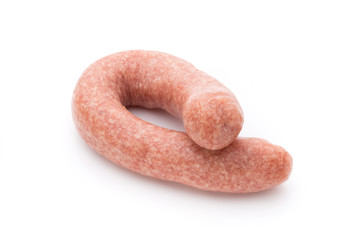 Raw sausages with herbs and spices.