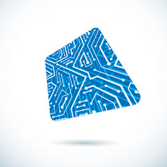 Vector technology cpu design with square microprocessor scheme. Computer circuit board, digital element.