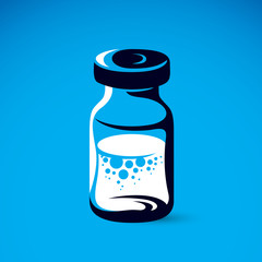Vector medical bottle illustration Antiviral vaccination idea