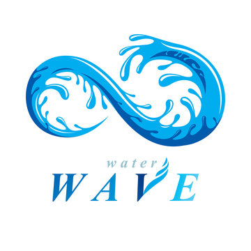 Pure water vector abstract sign for use as business emblem in spa and resort organizations. Living in harmony with nature concept. Infinity.