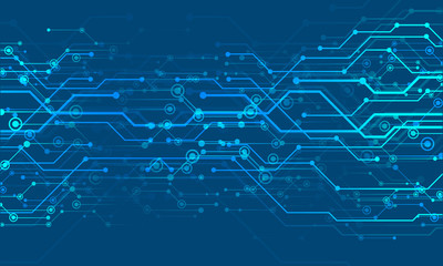 Technological background with blue lines dots