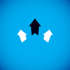 Vector boost up arrow, graphic design element. Corporate development logo. Company increasing  concept.