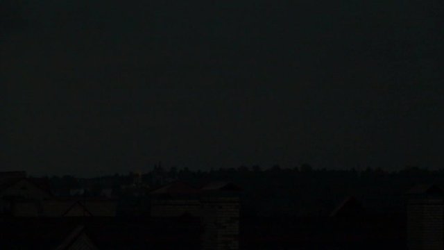 Lightning strike near Orthodox monastery at night