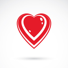 Vector illustration of heart shape and drops of blood. Cardiovascular system diseases remedy conceptual symbol for use in pharmacy.