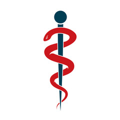 Caduceus symbol made using poisonous snakes, healthcare conceptual vector illustration.