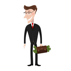 Vector. The man in a suit. Businessman with a briefcase. Business, success concept.