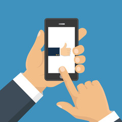 Vector illustration. Thumb Up vector icon. Isolated on a background. Like symbol.