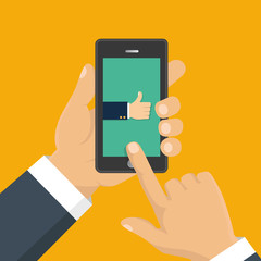 Vector illustration. Thumb Up vector icon. Isolated on a background. Like symbol.