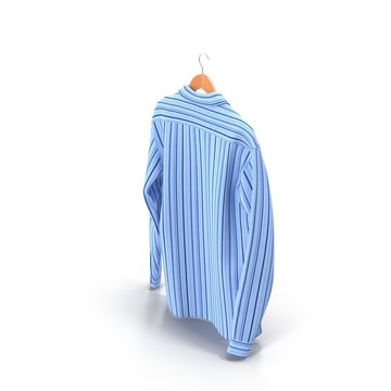 Blue Shirt On Hanger On White. 3D Illustration