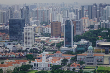 Naklejka premium Aerial view of downtown in Singapore