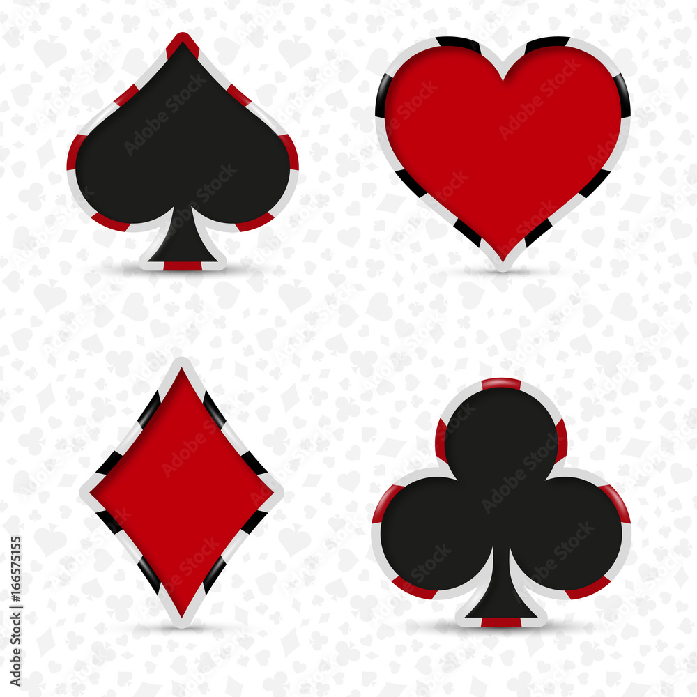 Canvas Prints a set of four card deck suits for playing poker and casino. realistic vector illustration.