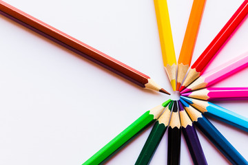 Fototapeta premium Colored pencils on white background