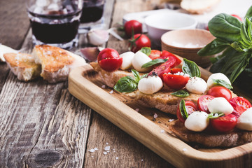 Homemade caprese bruschetta