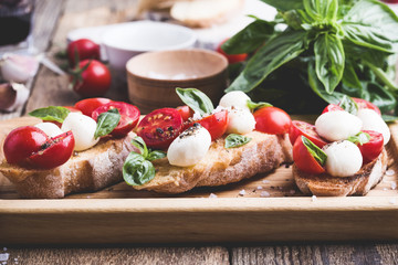 Homemade caprese bruschetta