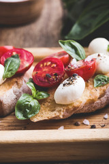 Homemade caprese bruschetta