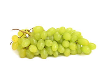 Bunch of fresh green grapes isolated on white background