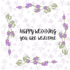 Vector wedding invitations set with lavender flowers on white background. Romantic tender floral design for wedding invitation, save the date and thank you cards. With place for text
