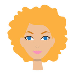 Girl icon. Woman avatar, face icon. Cartoon style. Vector