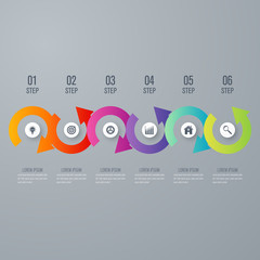Modern infographics six circle process template