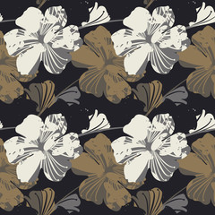 Elegant seamless pattern with abstract flowers - 166577541