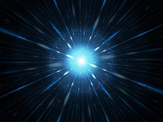 Foto op Aluminium Blue glowing explosion in space, starburst © sakkmesterke