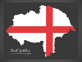 North Yorkshire map England UK with English national flag illustration