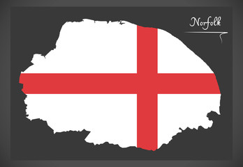 Norfolk map England UK with English national flag illustration