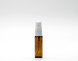 Brown plastic spray bottle isolated on white background, just add your own text, blank label