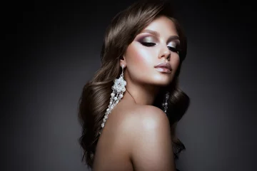 Foto op Plexiglas Beautiful woman with professional make up and hairstyle © korabkova1