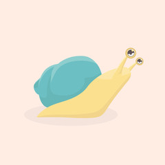 Cute snail cartoon vector isolated.