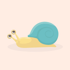 Cute snail cartoon vector isolated.