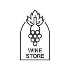 Wine store vector monochrome emblem isolated on white background