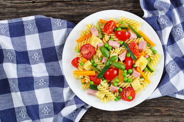 delicious salad of italian pasta fusilli
