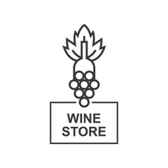 Wine store vector monochrome emblem isolated on white background